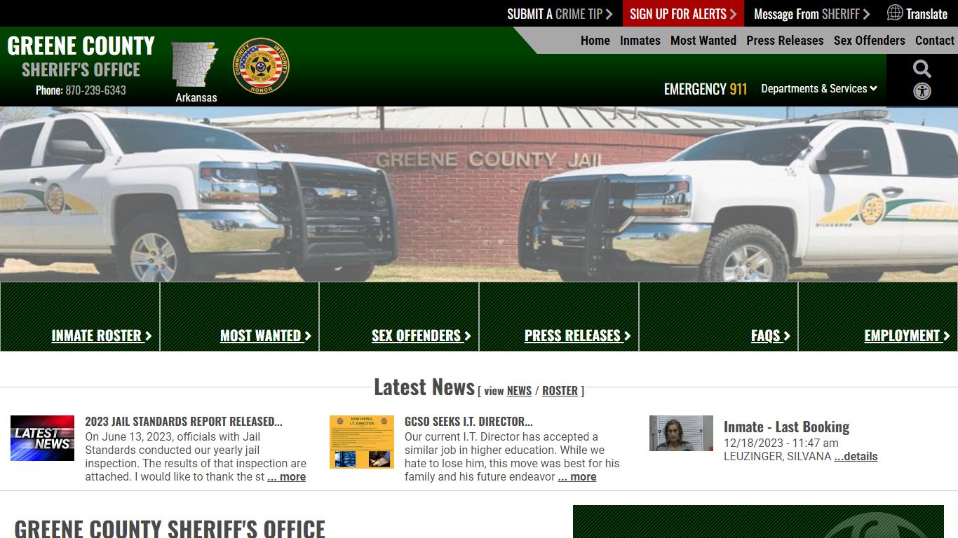 Inmate Roster - Greene County AR Sheriff's Office